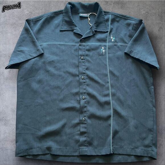 Steady Last Call Shirt Mens Extra Large Black Blue Bowling Rockabilly Retro XL - Picture 1 of 7